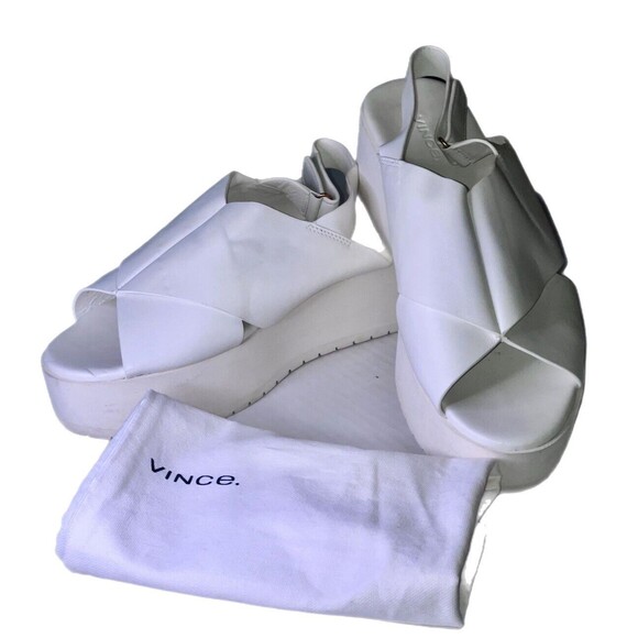 Vince Jenaya White Leather 2 in. Platform Sling Back Sandals US 9.5 Eur 39.5 - Picture 1 of 7